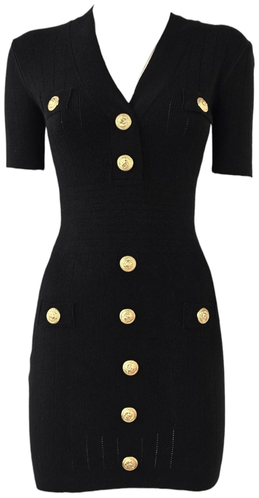 Vestito Donna Elegante Con Scollo A V E Maniche 3/4 - Tubino Midi Lavoro - HOMEYEE - Foto 3