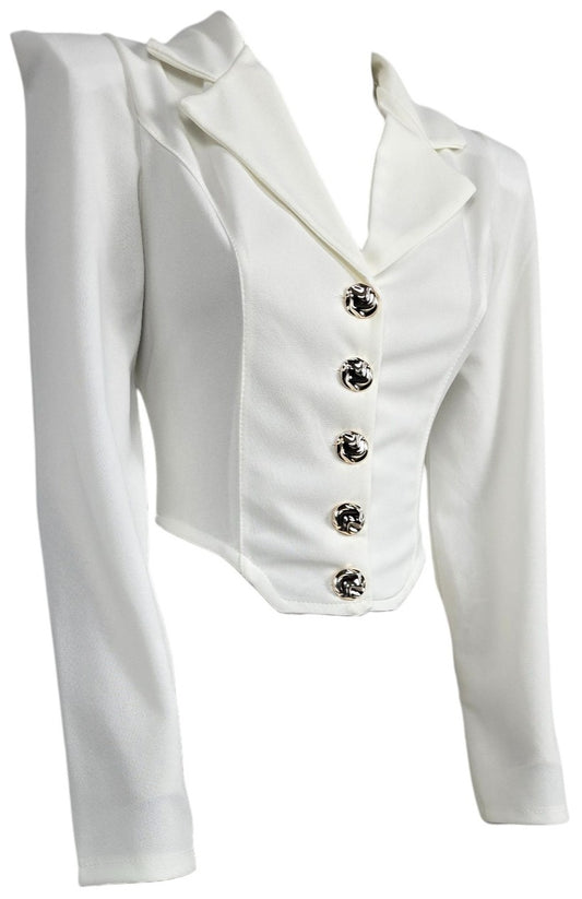 Blazer corto con bottoni oro