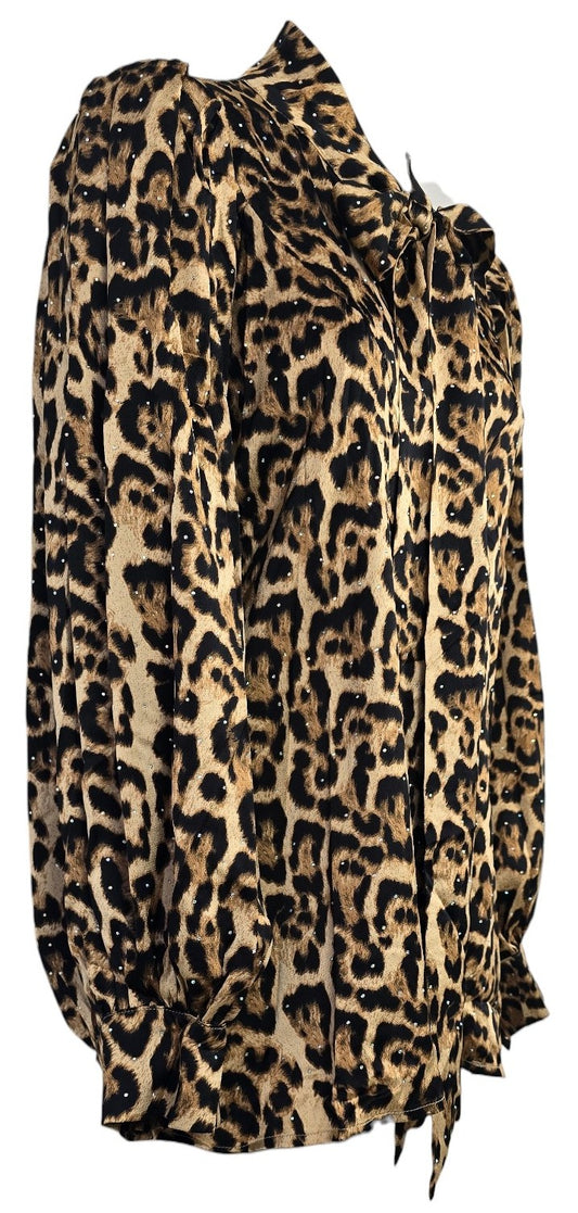 Camicia animalier con fiocco