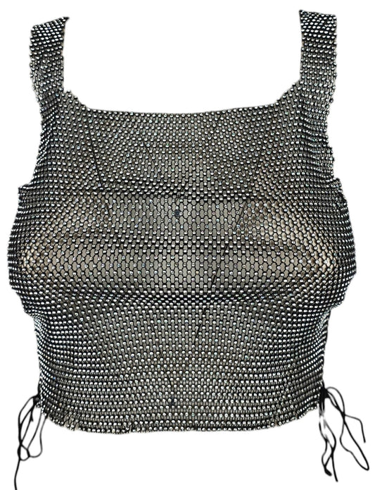 Top trasparente a rete con strass
