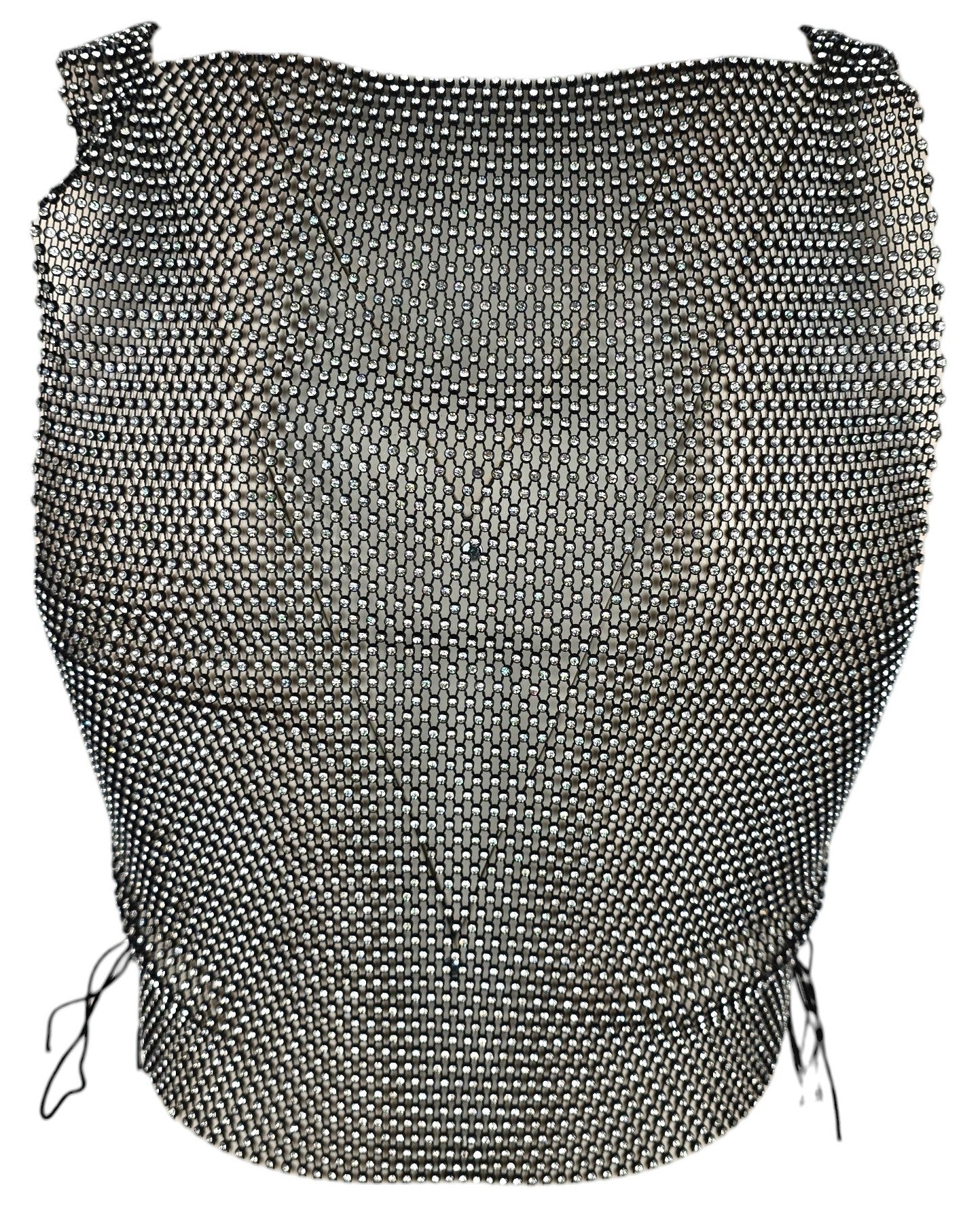 Top trasparente a rete con strass