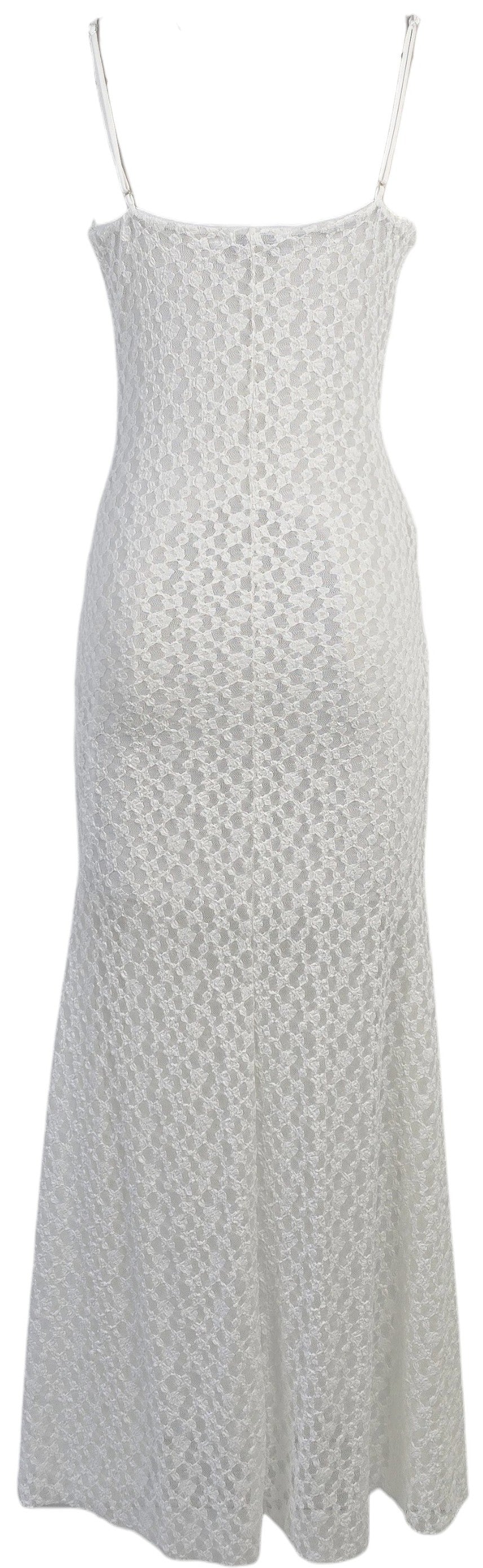 Abito lungo con pizzo bianco