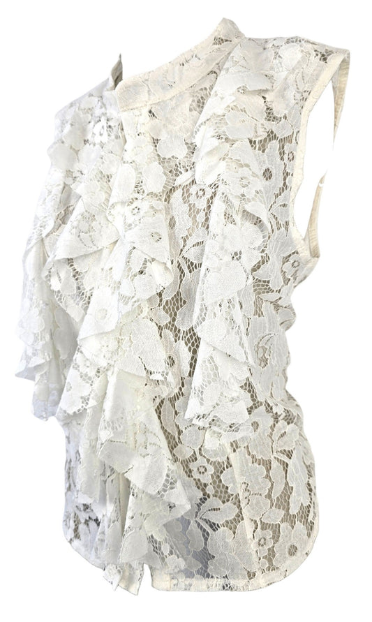 Camicia con volant in pizzo