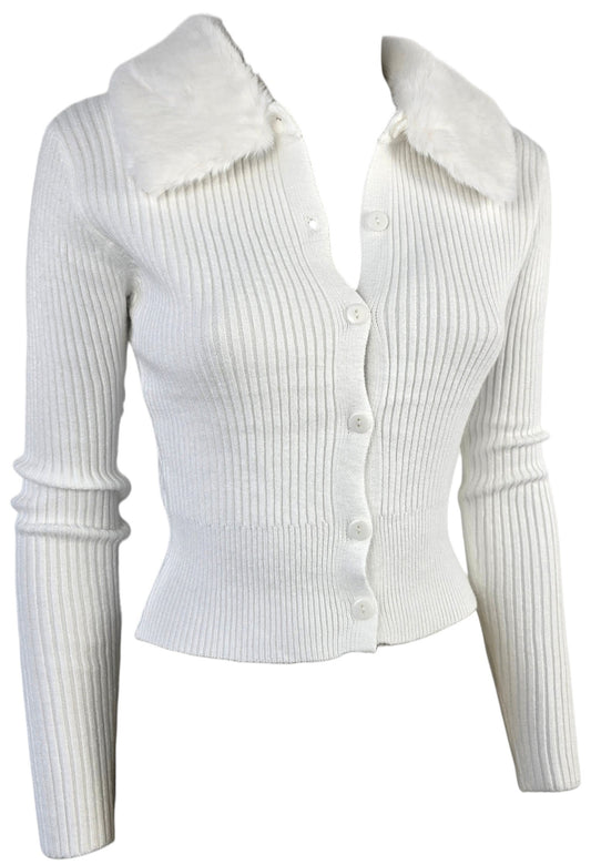Maglia a costine con pelliccia