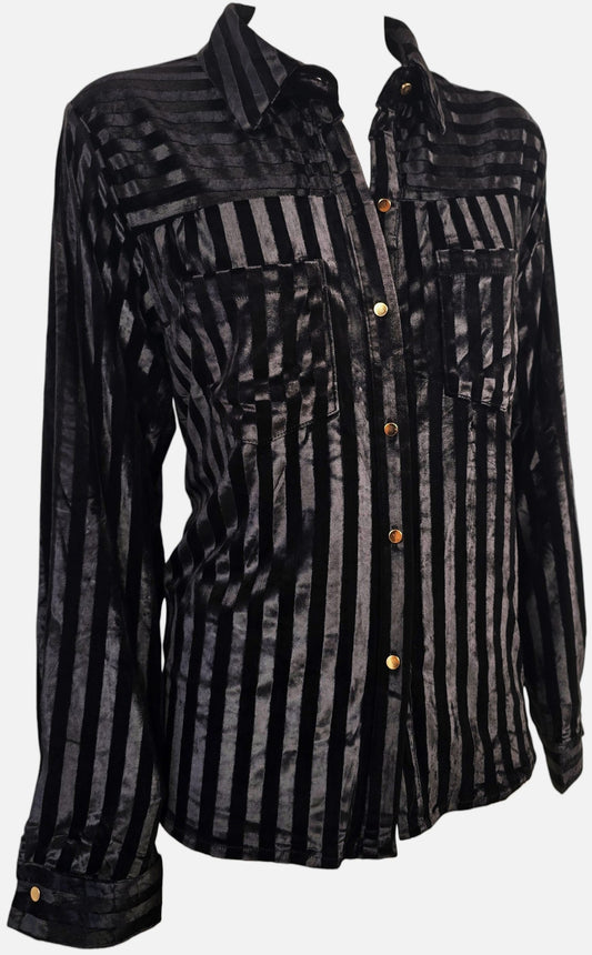 Camicia in Velluto Devoré a Righe
