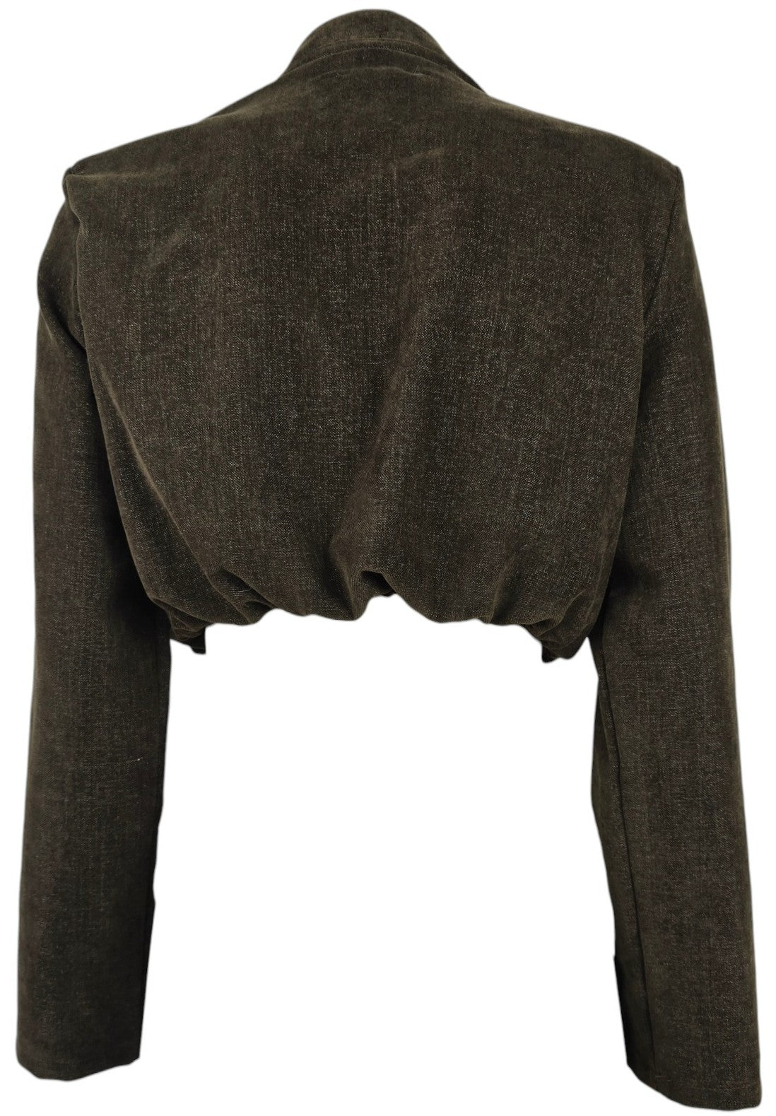 Blazer crop con bottone gioiello
