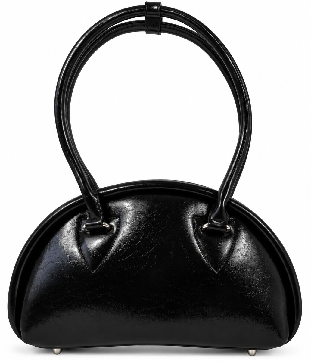 Borsa a spalla nera mezza luna