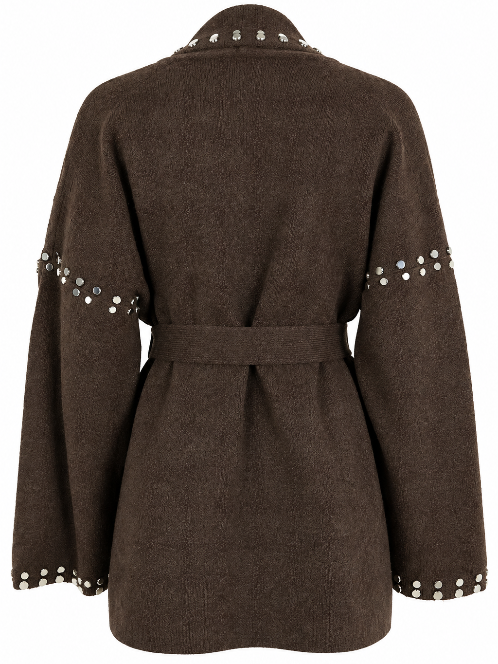Cardigan marrone marrone con borchie