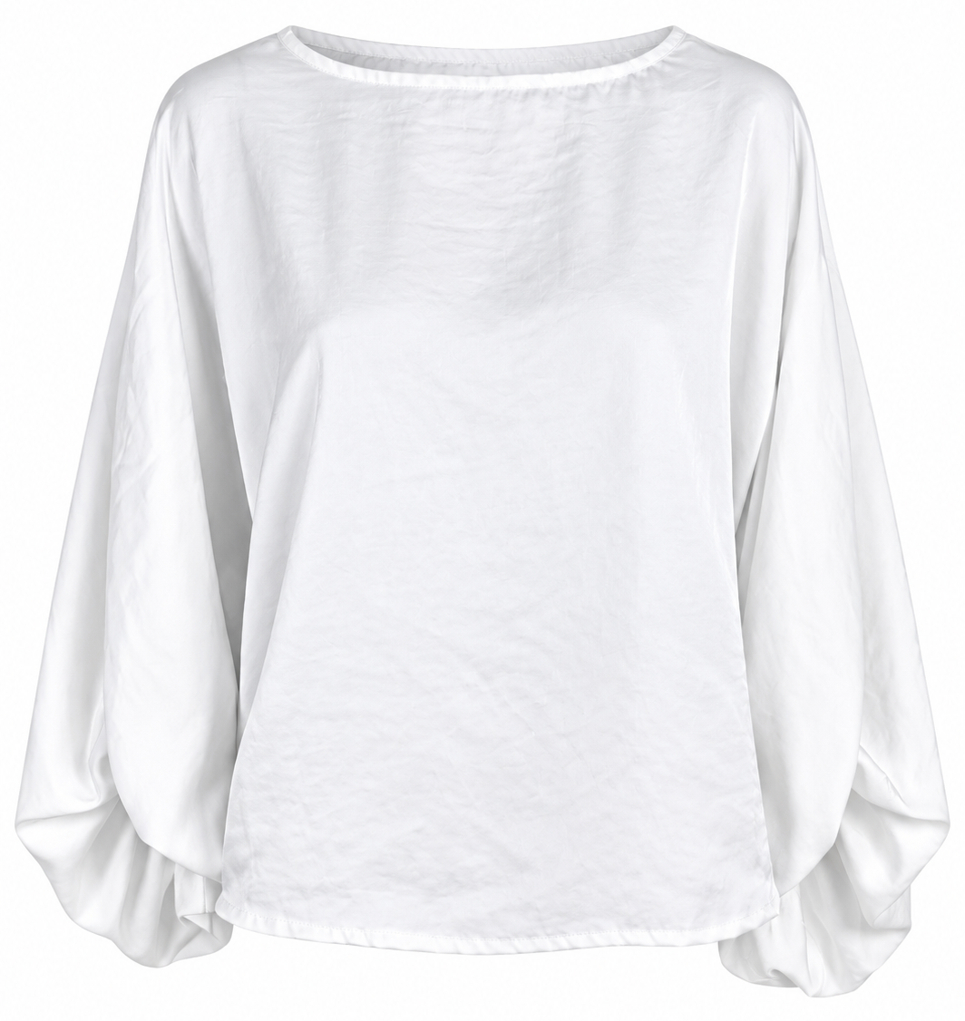 Camicia in raso con maniche a palloncino