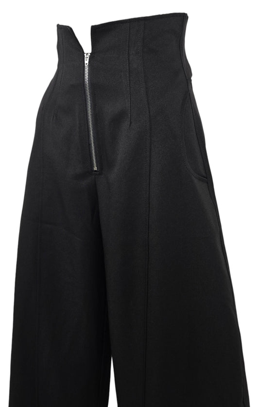 Pantalone palazzo a vita alta con zip frontale