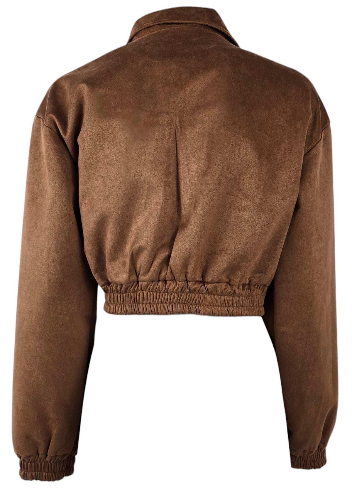 Giacca corta in camoscio con zip e tasche