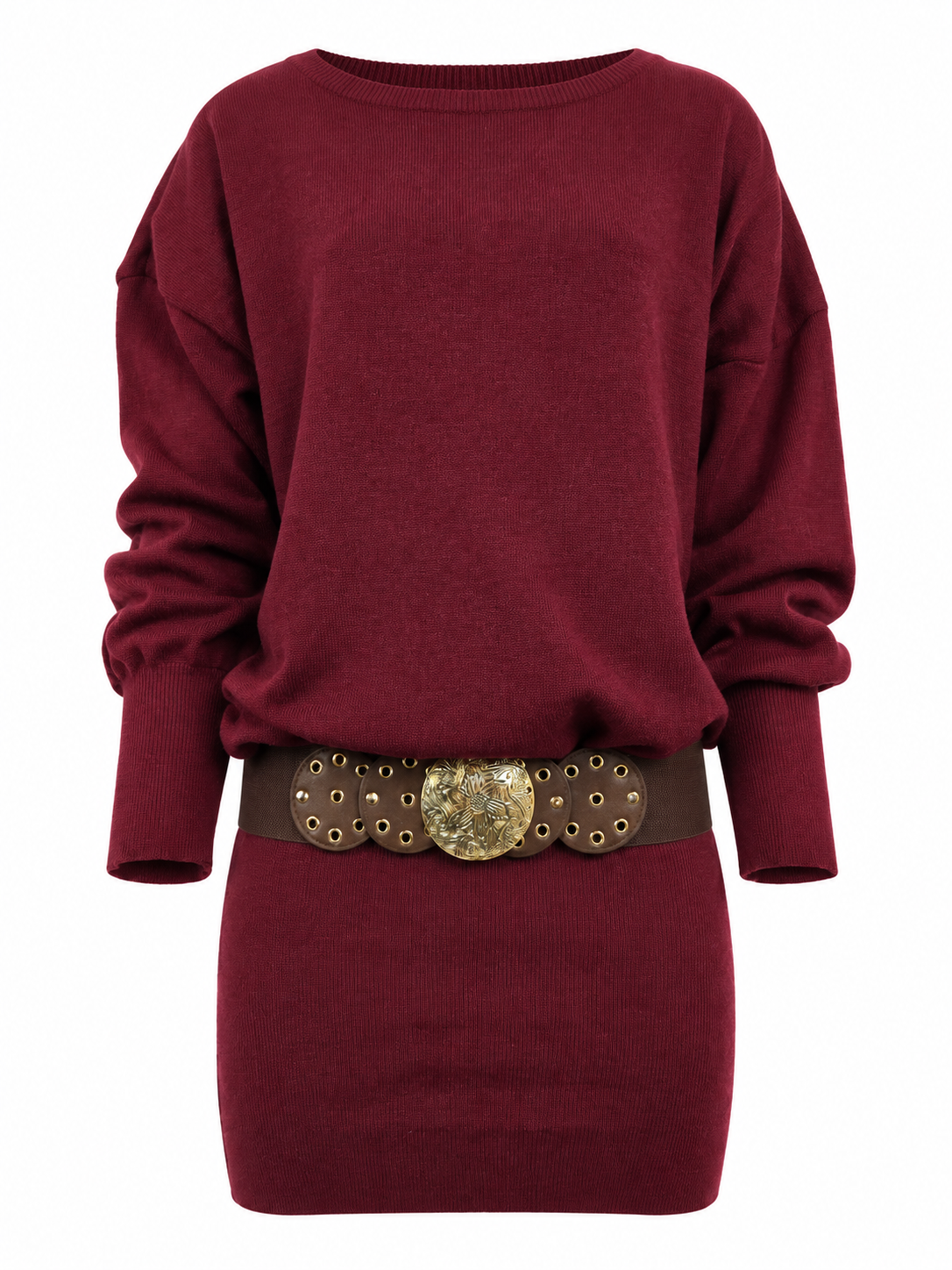 Abito bordeaux in maglia