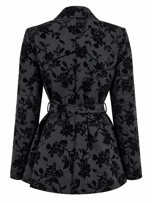 Blazer nero con motivo floreale