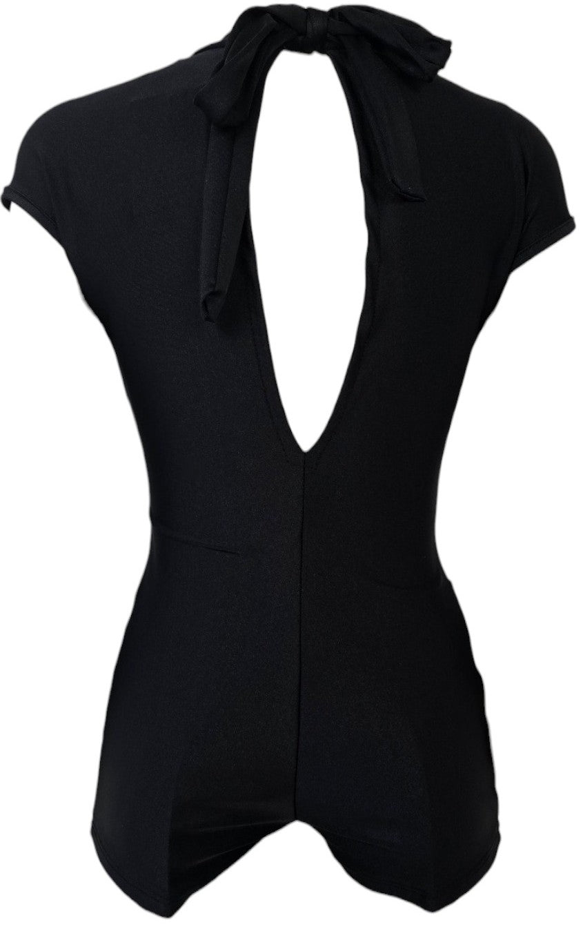 Tuta a pantaloncino con trasparenze