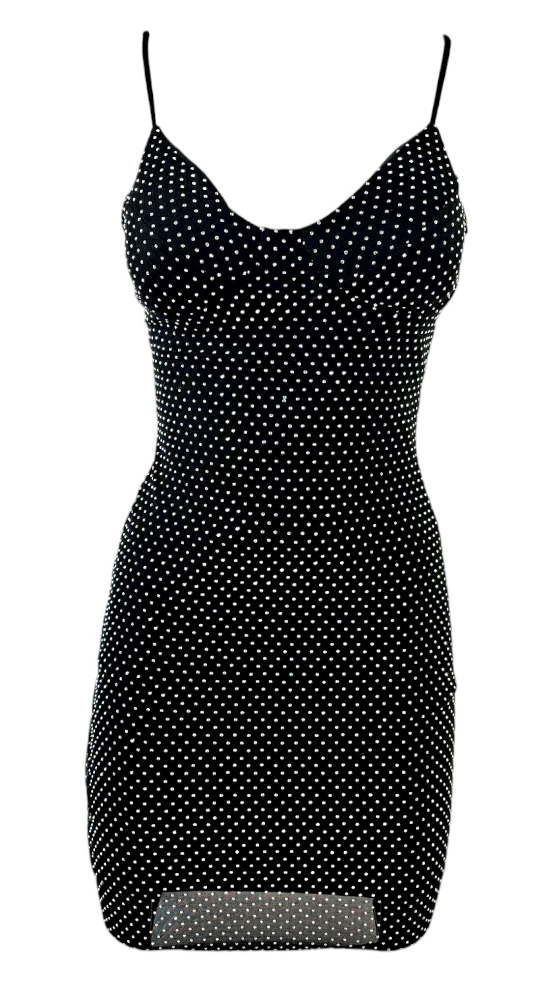 Body dress with silver rhinestones