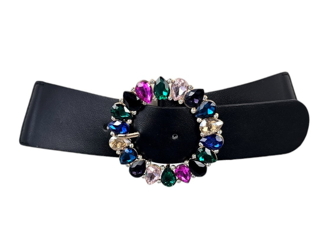 Black band belt with black stones