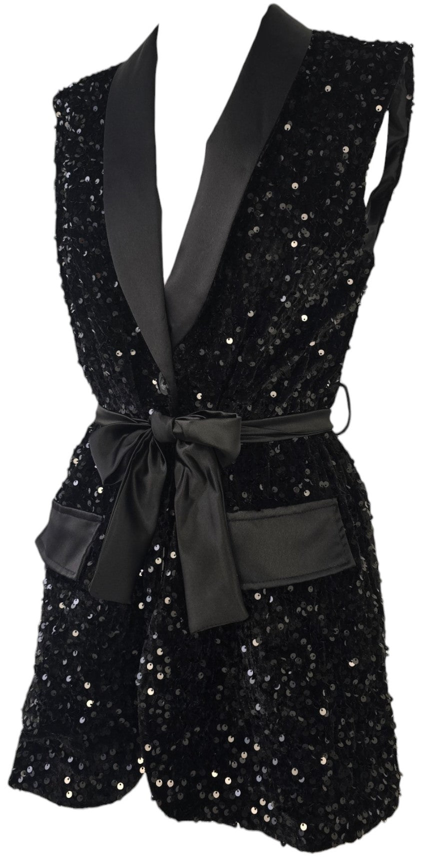 Blazer smanicato in paillettes