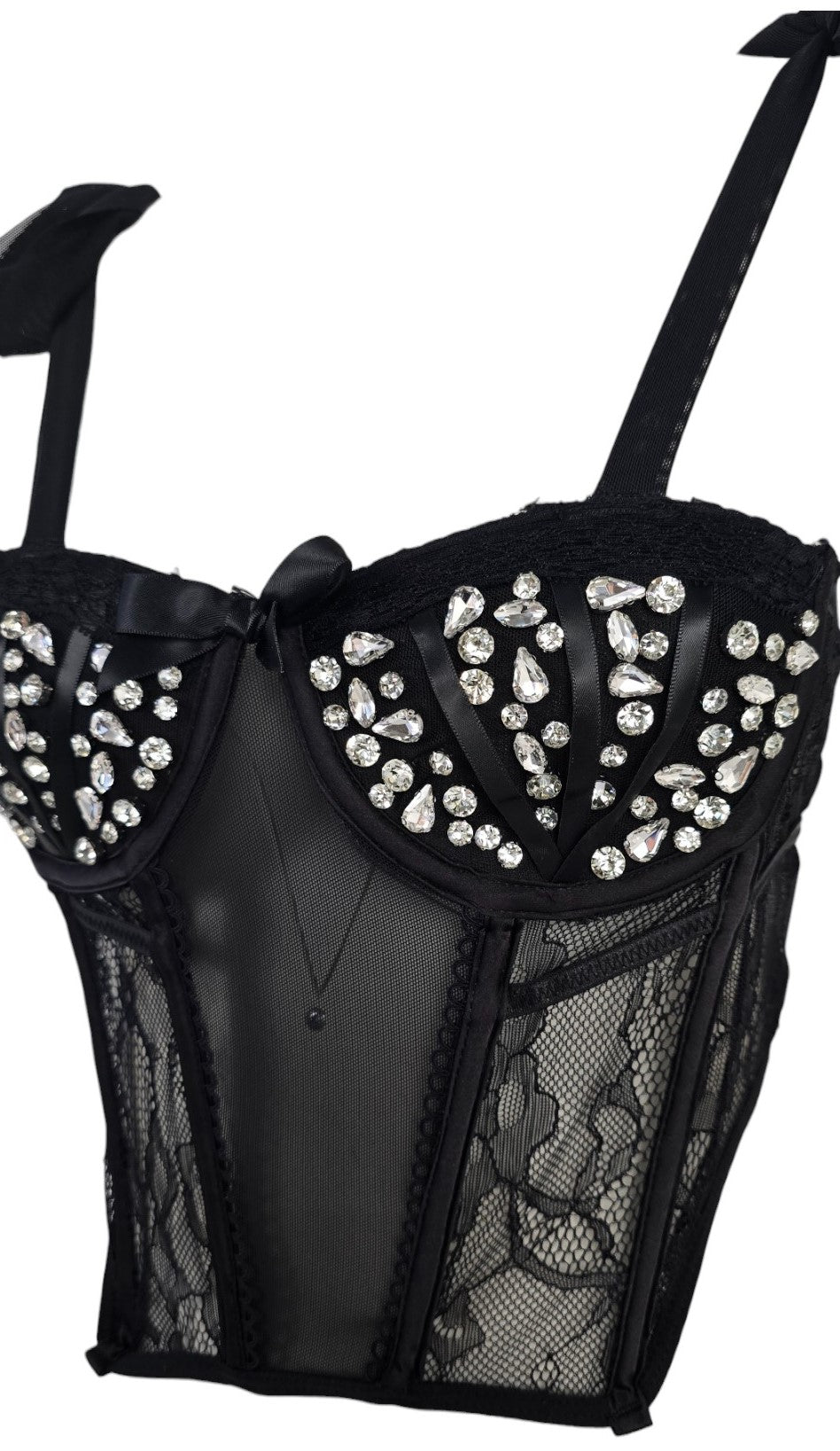 Bustier, corsetto trasparente con pietre