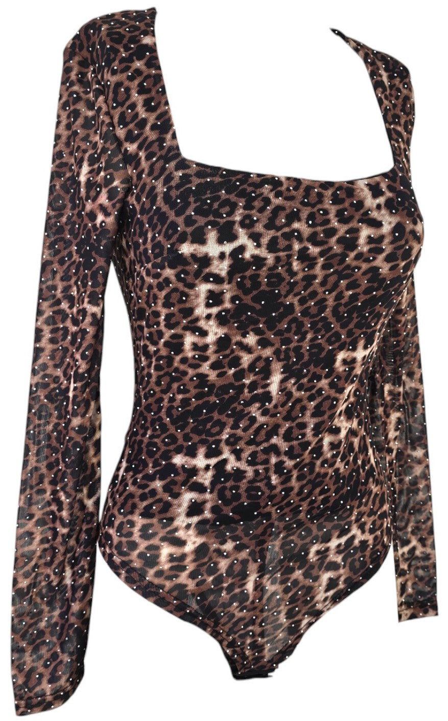 Body animalier manica lunga