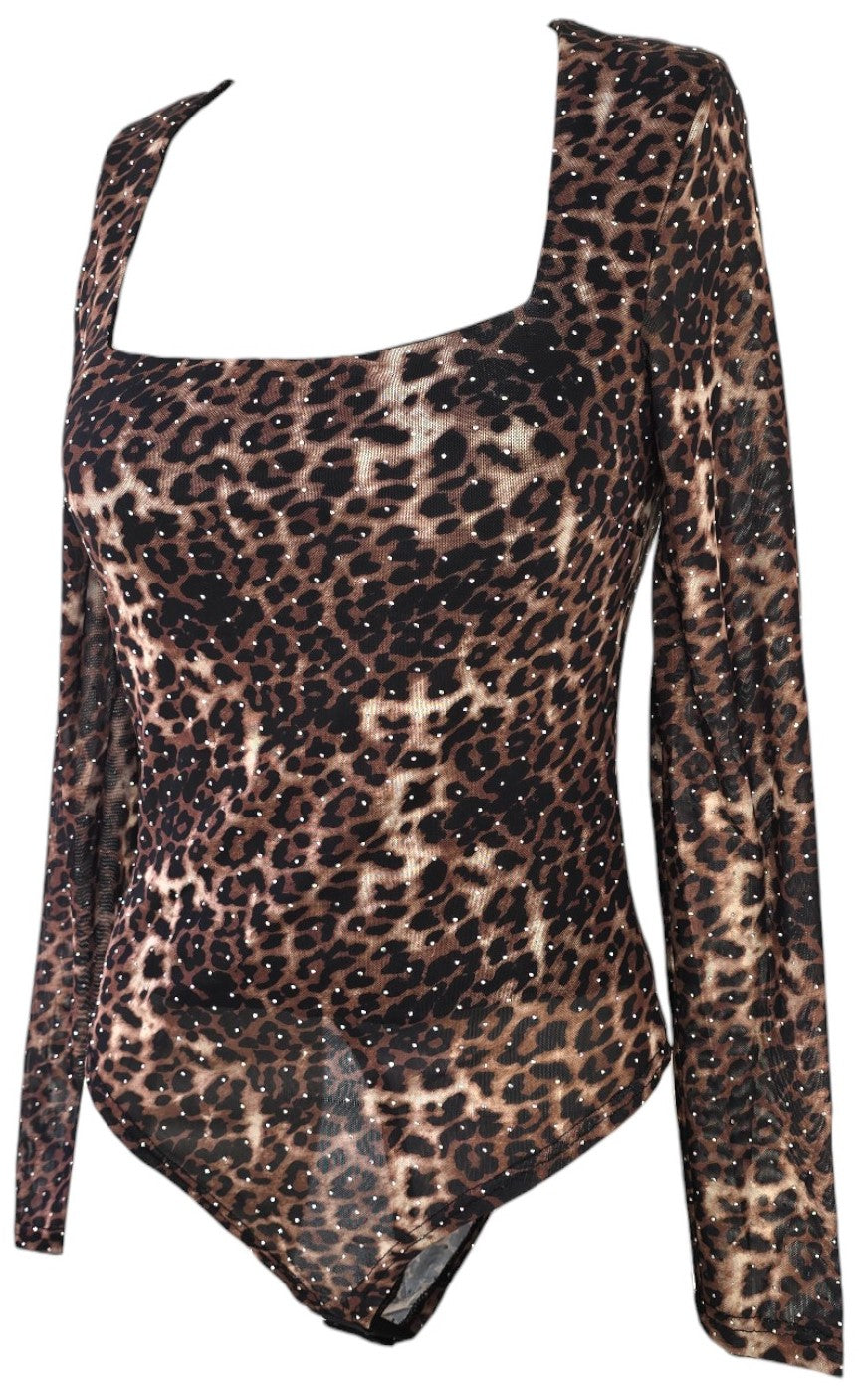 Body animalier manica lunga