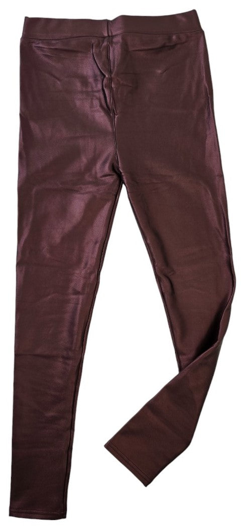 Leggings, pantalone in ecopelle color bordeaux