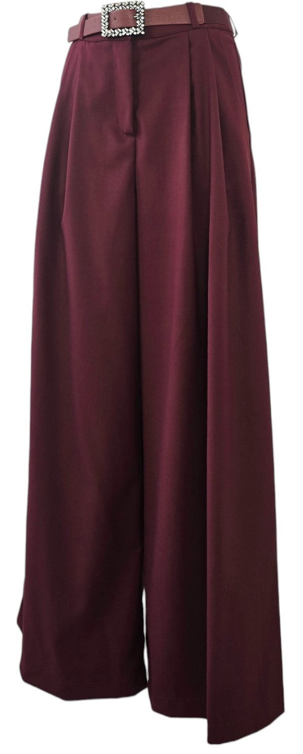 Pantalone a palazzo bordeaux