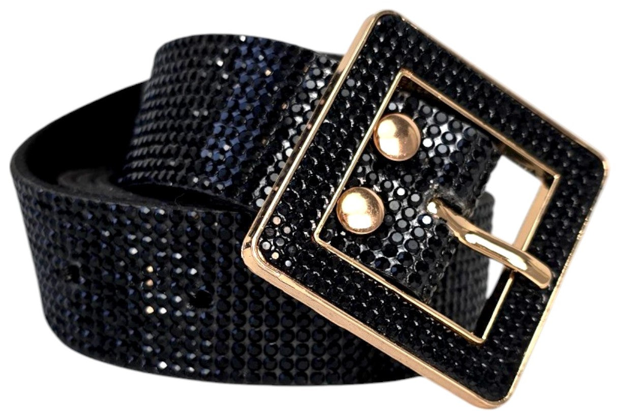 Cintura  nera con strass