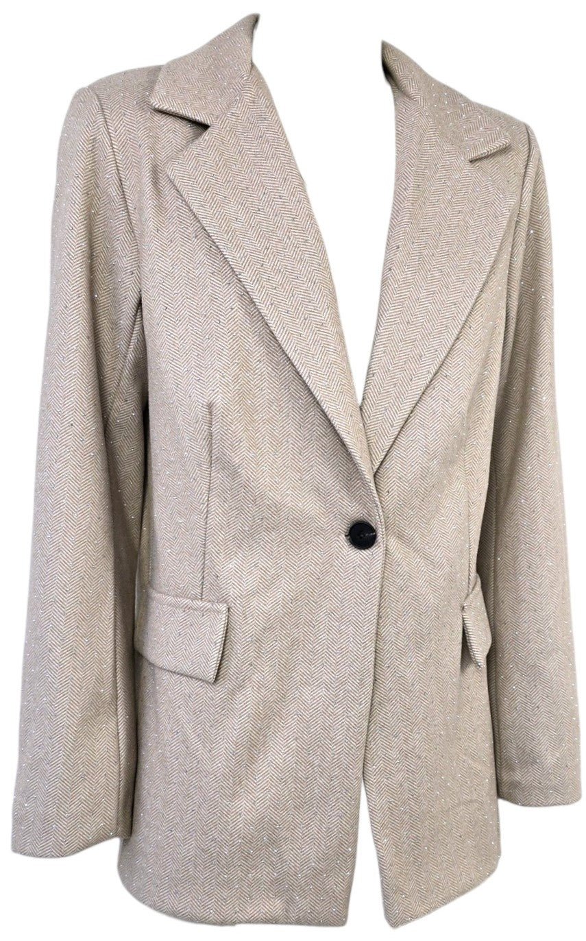 Blazer beige con strass