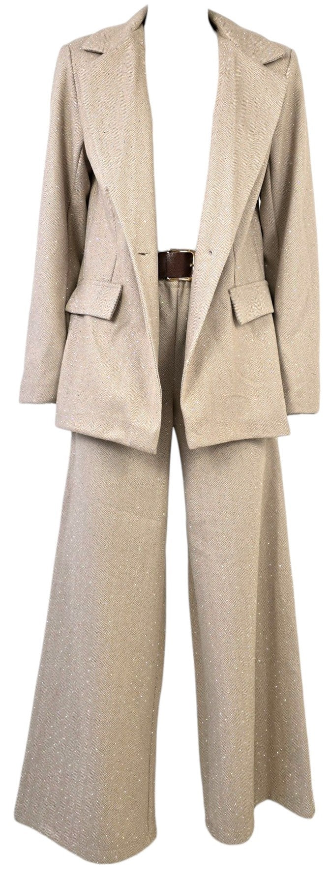 Blazer beige con strass