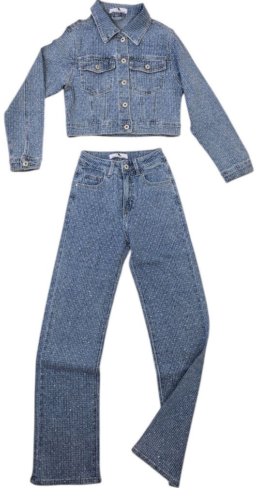 Giacca in jeans con strass