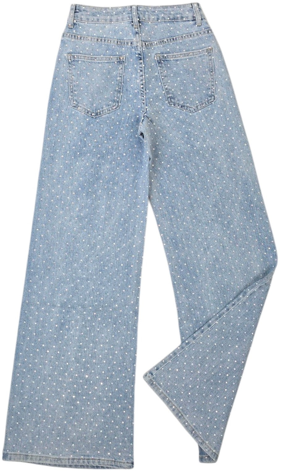 Jeans a palazzo con strass aurora boreale