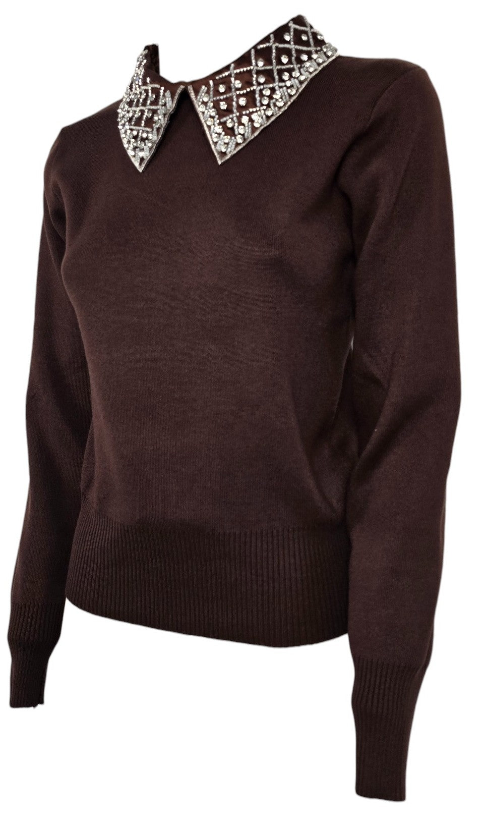 Maglione collo strass