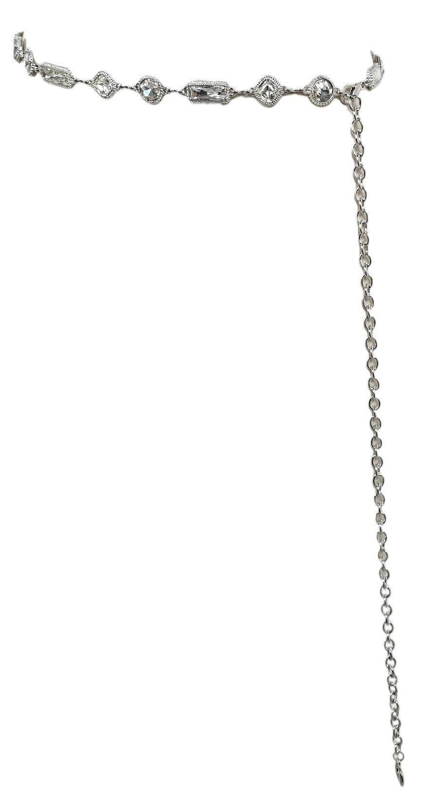 Cintura a catena con strass argento