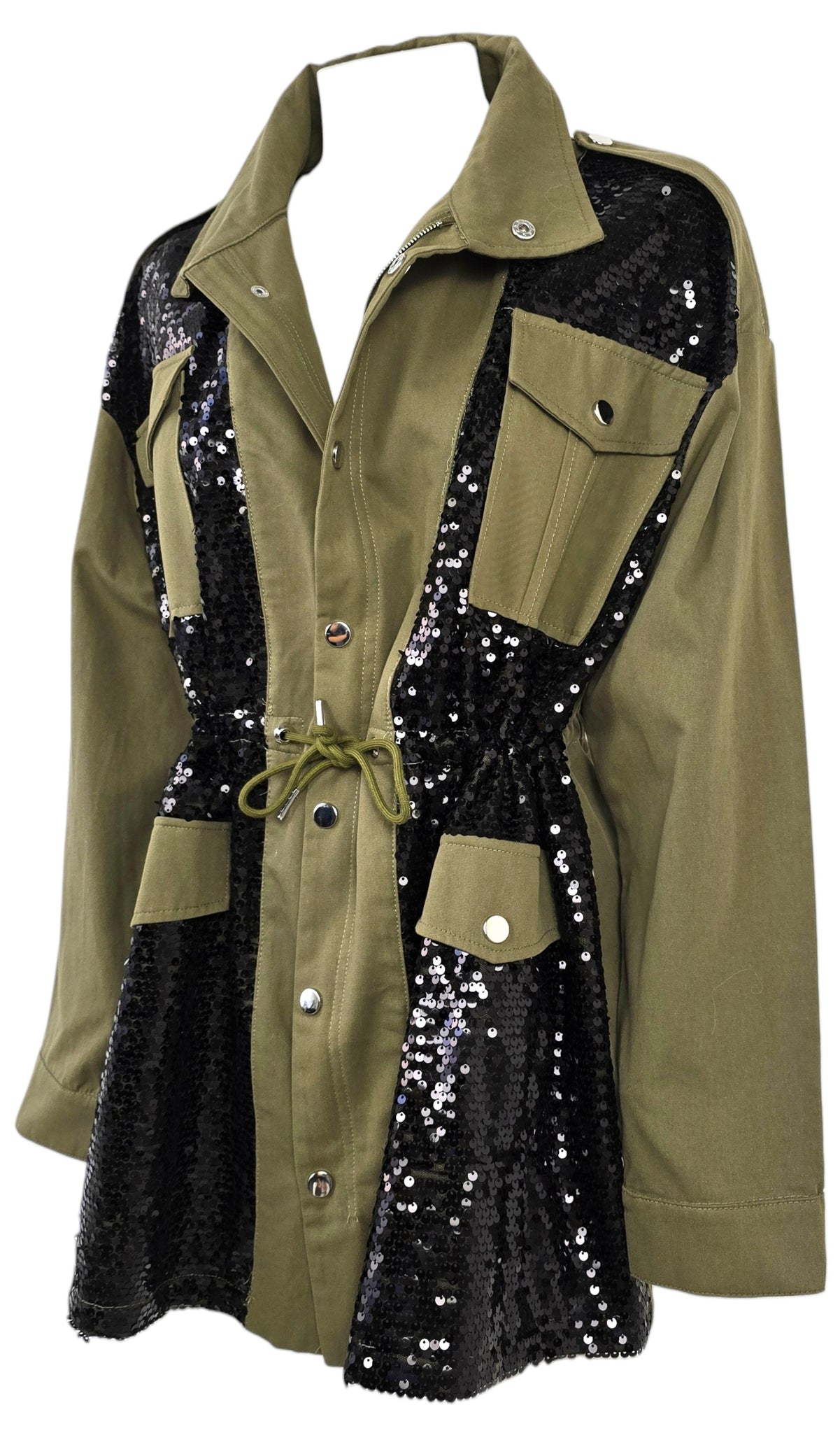 Giacca in denim militare con pailettes