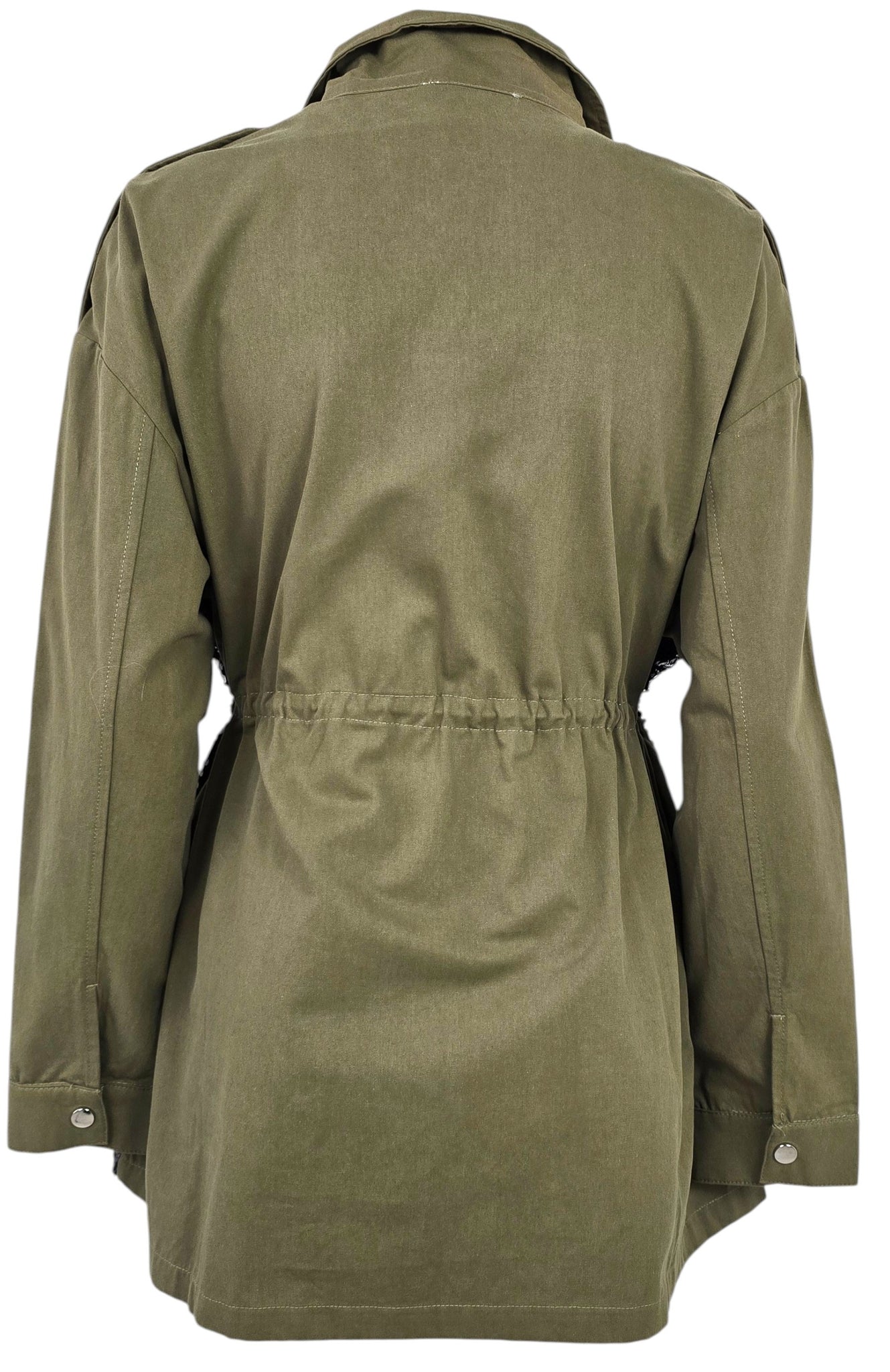 Giacca in denim militare con pailettes