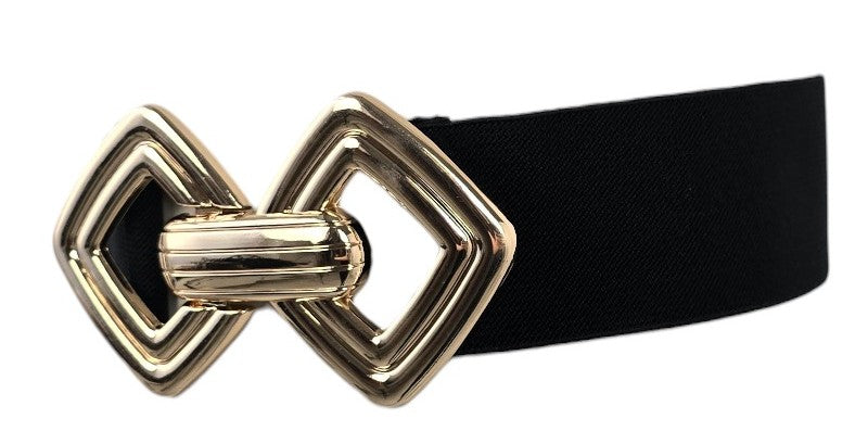 Cintura nera elastica fibbia oro
