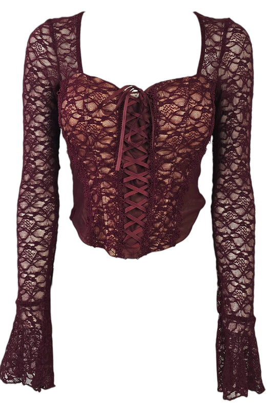 Maglia in pizzo con bustier