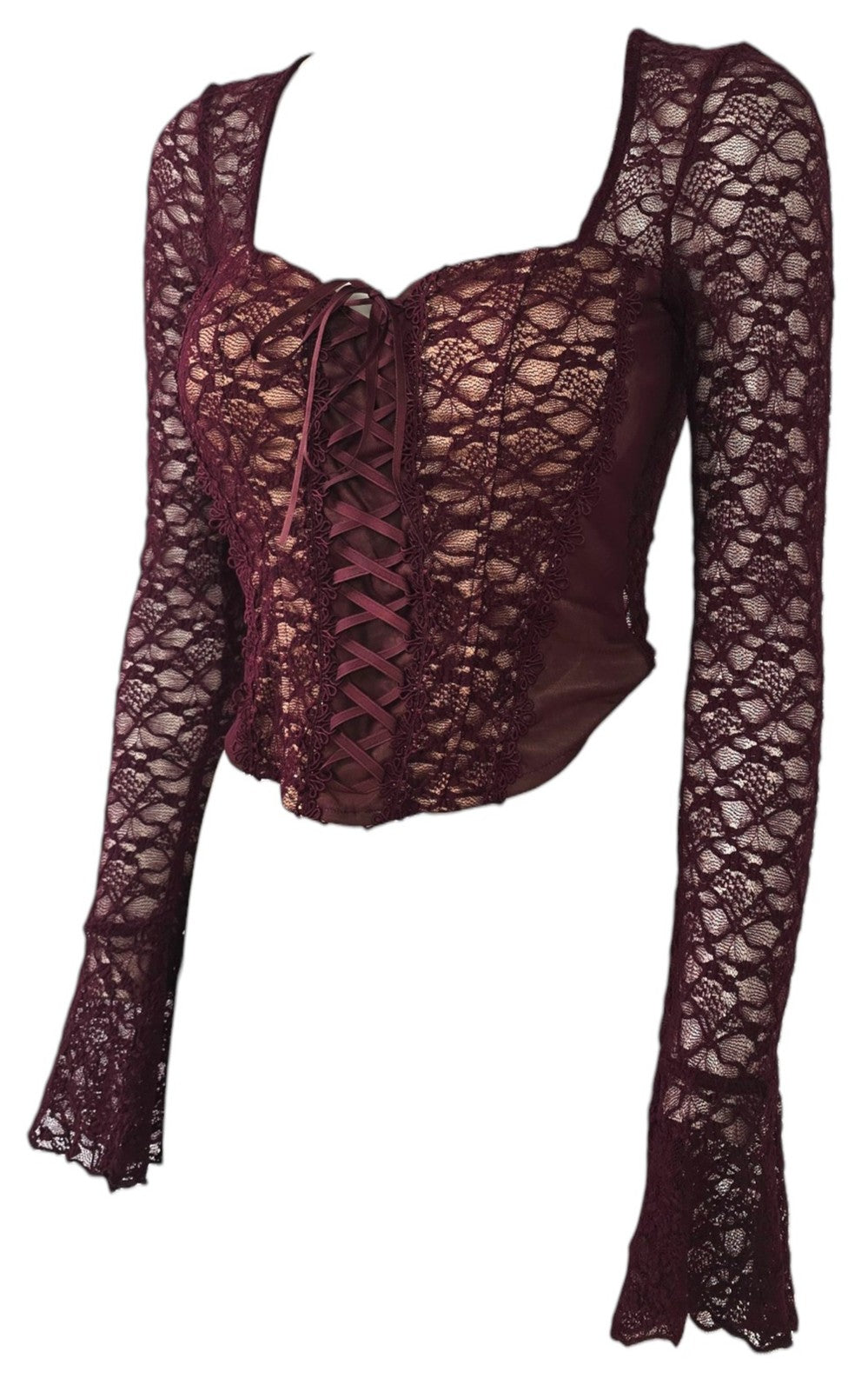 Maglia in pizzo con bustier