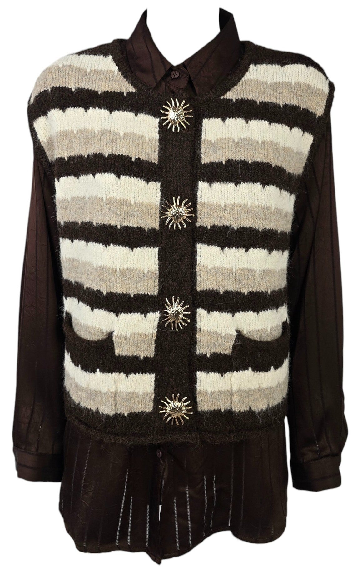 Gilet marrone a righe