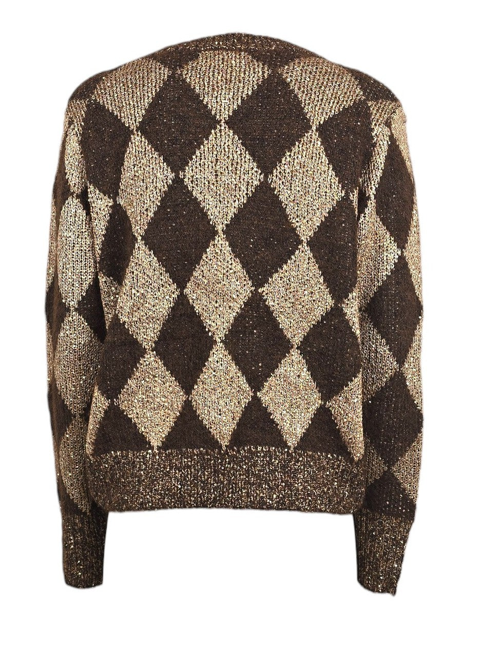 Maglione laminato oro