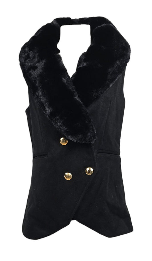 Gilet doppio petto con ecopelliccia