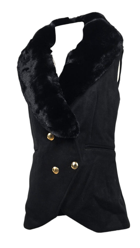 Gilet doppio petto con ecopelliccia