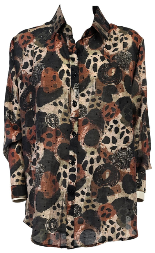 Camicia a fantasia con strass