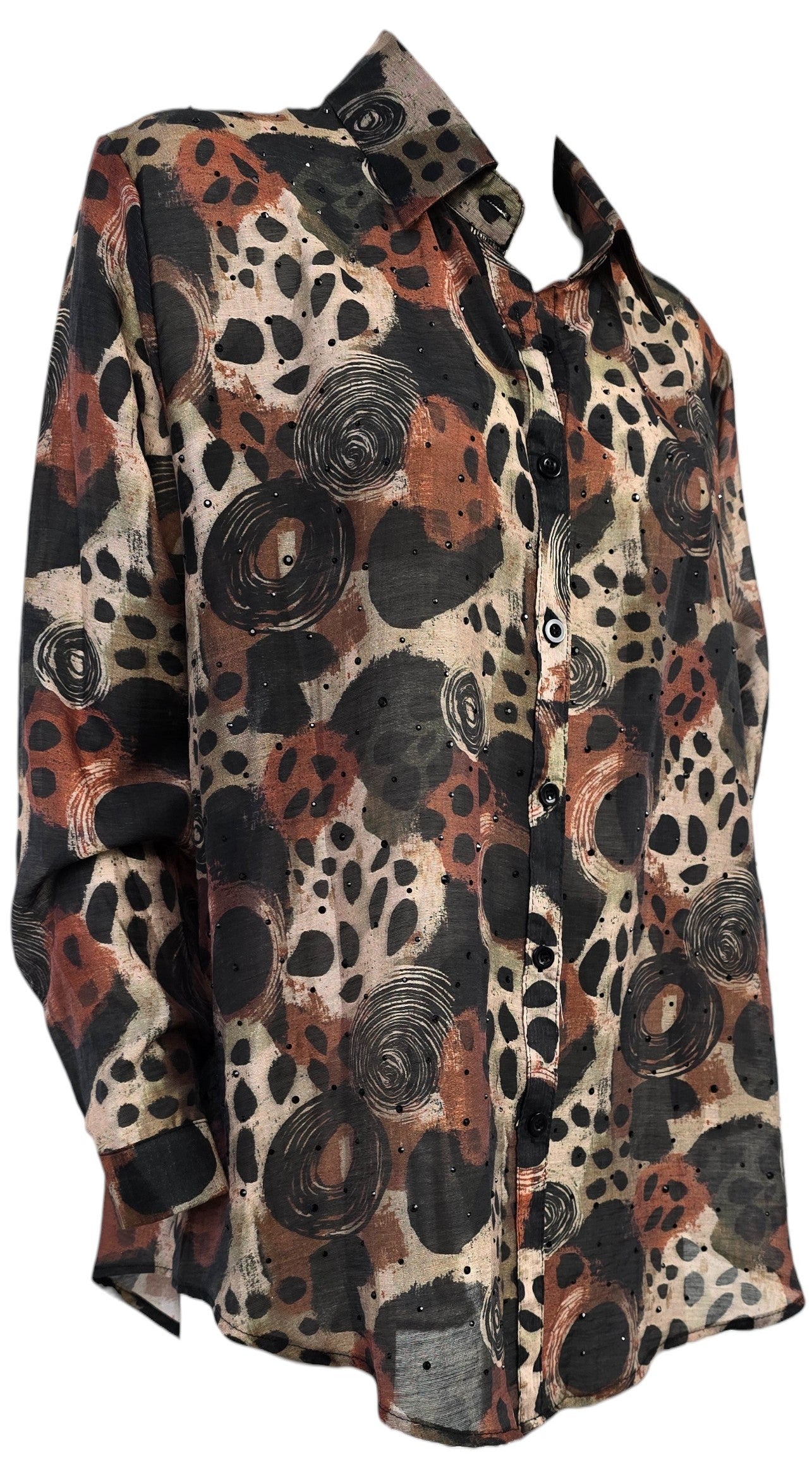 Camicia a fantasia con strass