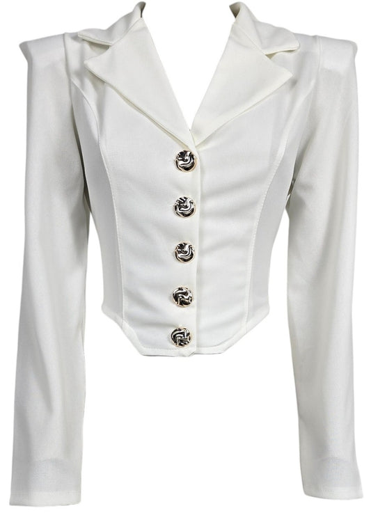 Blazer corto con bottoni oro