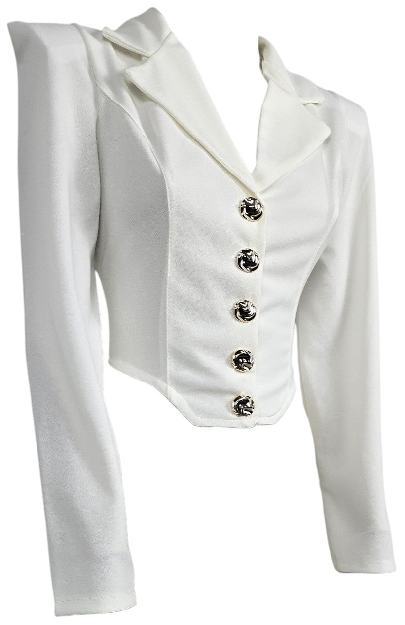 Blazer corto con bottoni oro