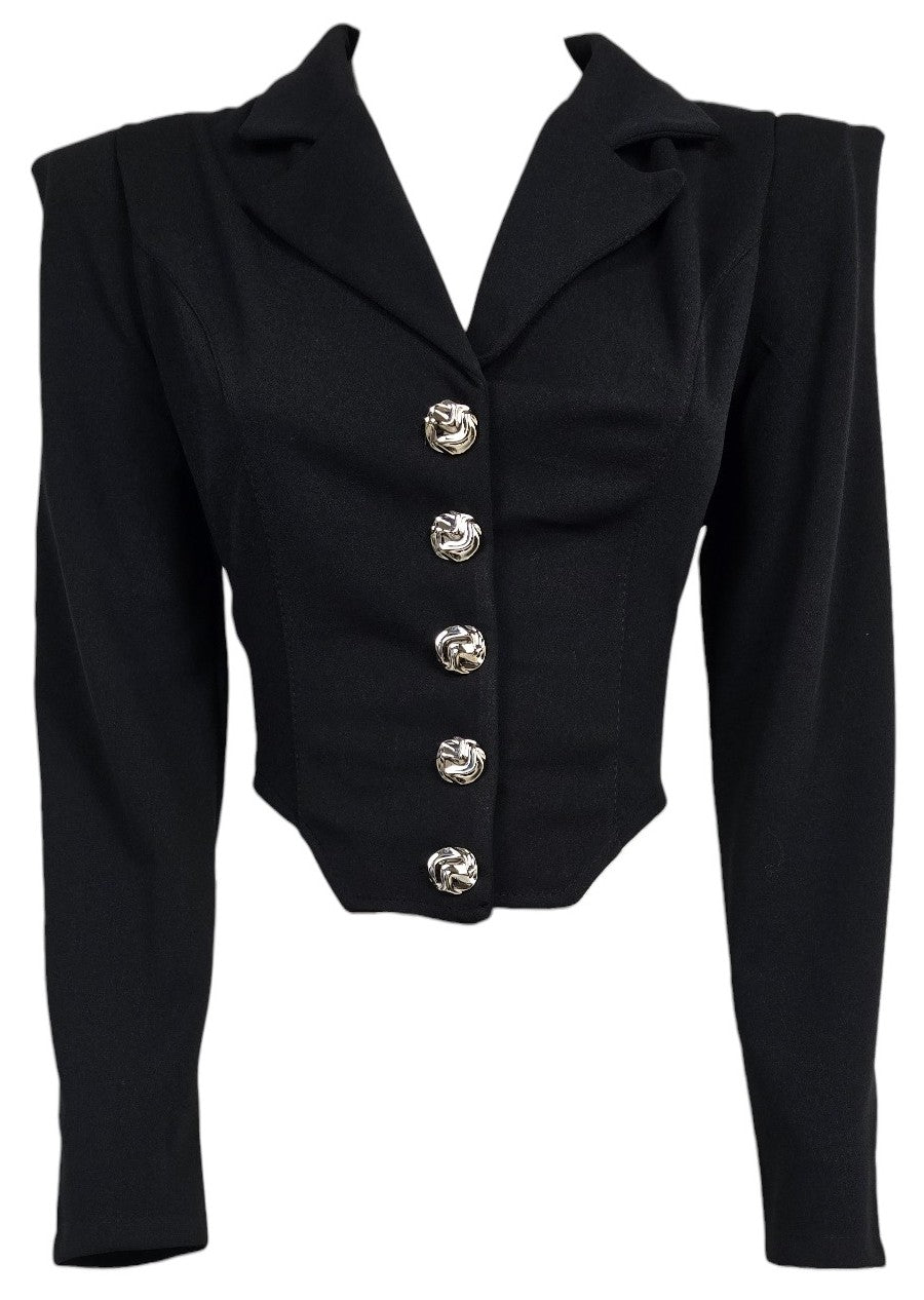 Blazer corto con bottoni oro