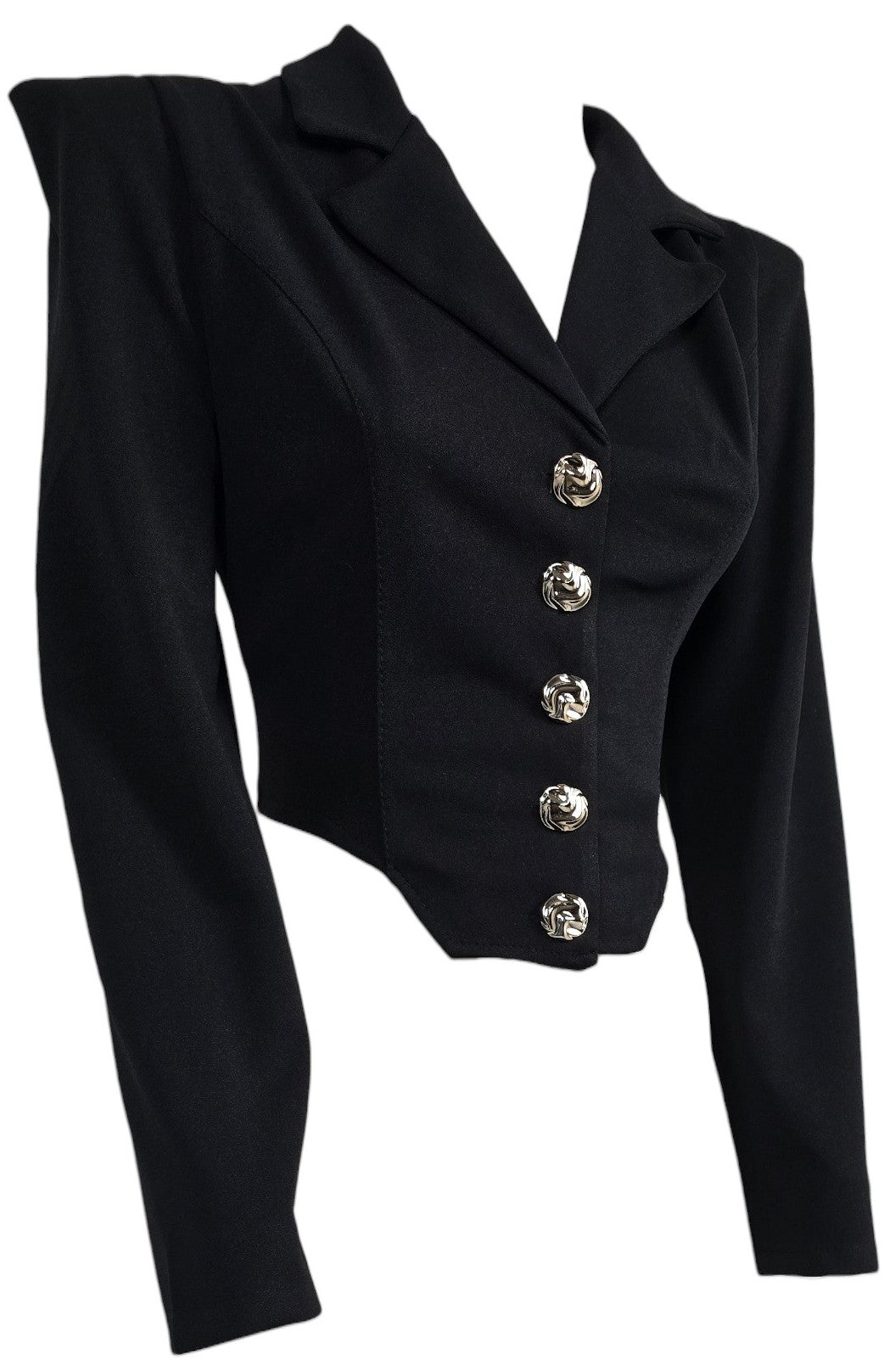Blazer corto con bottoni oro