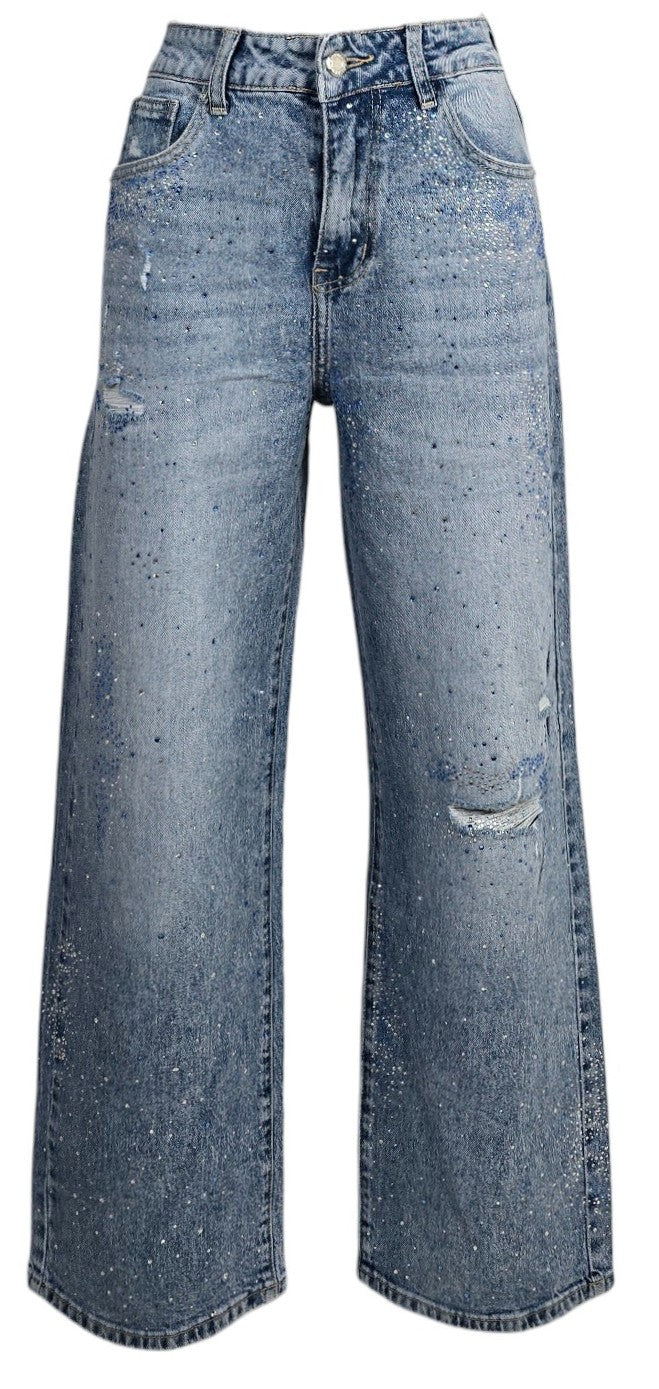 Jeans strappi e strass