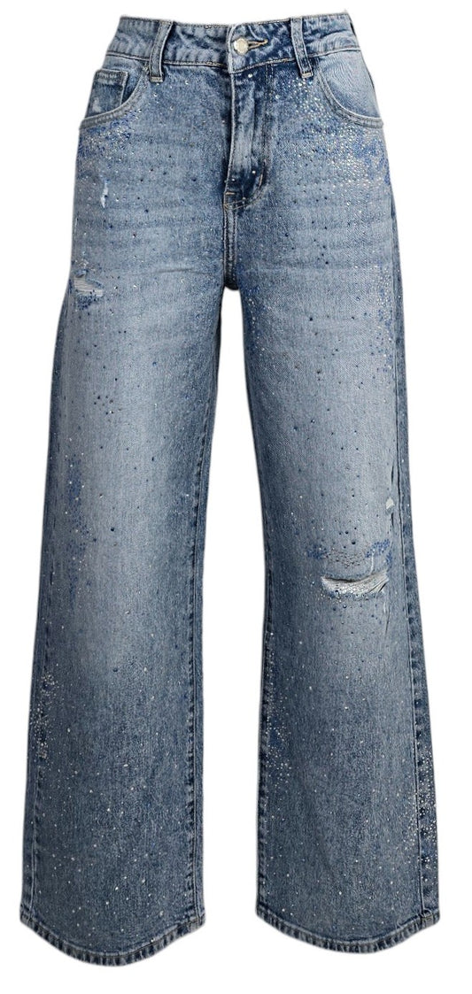Jeans strappi e strass
